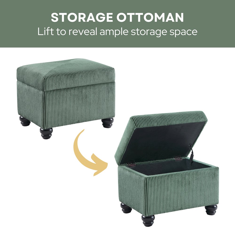 Designs4Comfort Corduroy 5th Avenue Storage Ottoman. Picture 4