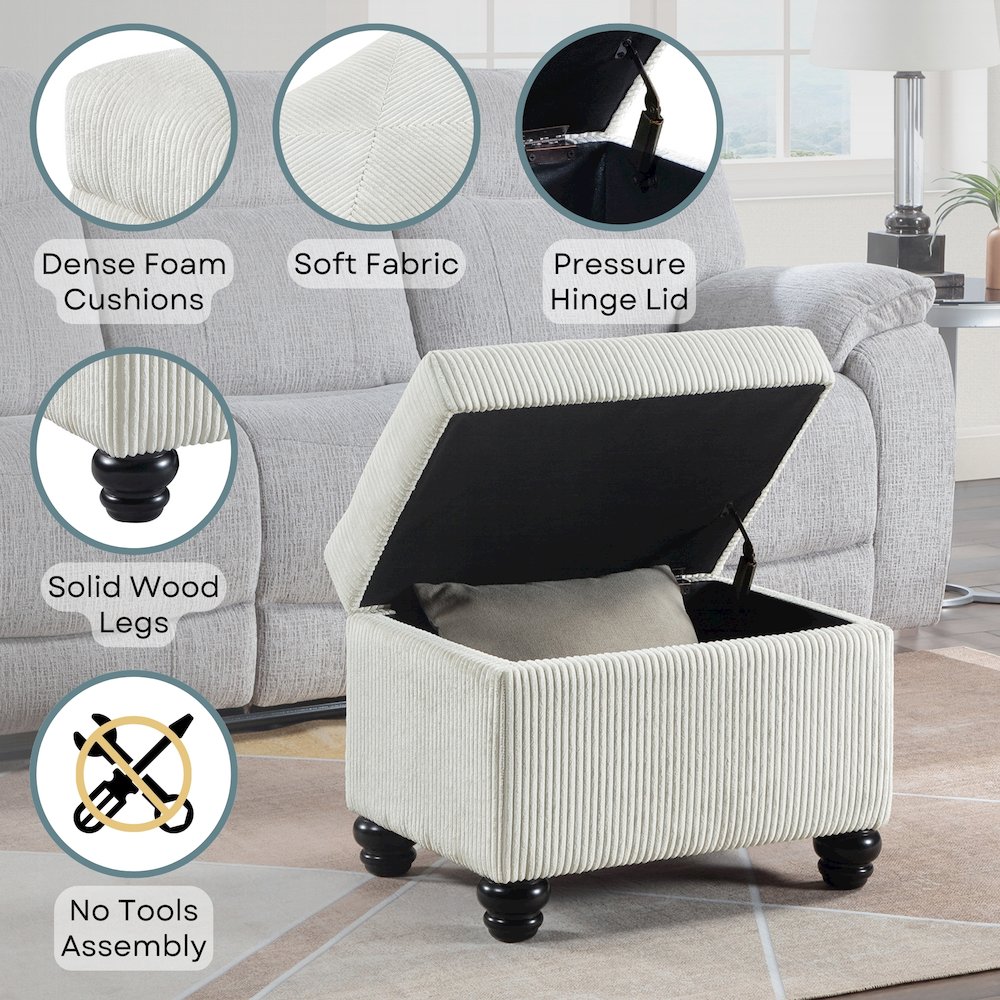 Designs4Comfort Corduroy 5th Avenue Storage Ottoman. Picture 3