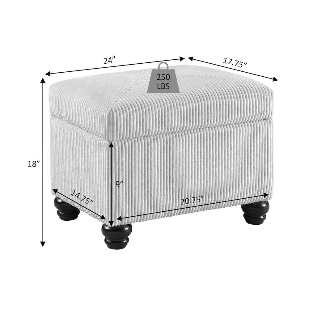 Designs4Comfort Corduroy 5th Avenue Storage Ottoman. Picture 6