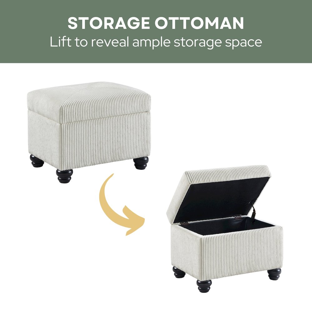 Designs4Comfort Corduroy 5th Avenue Storage Ottoman. Picture 4