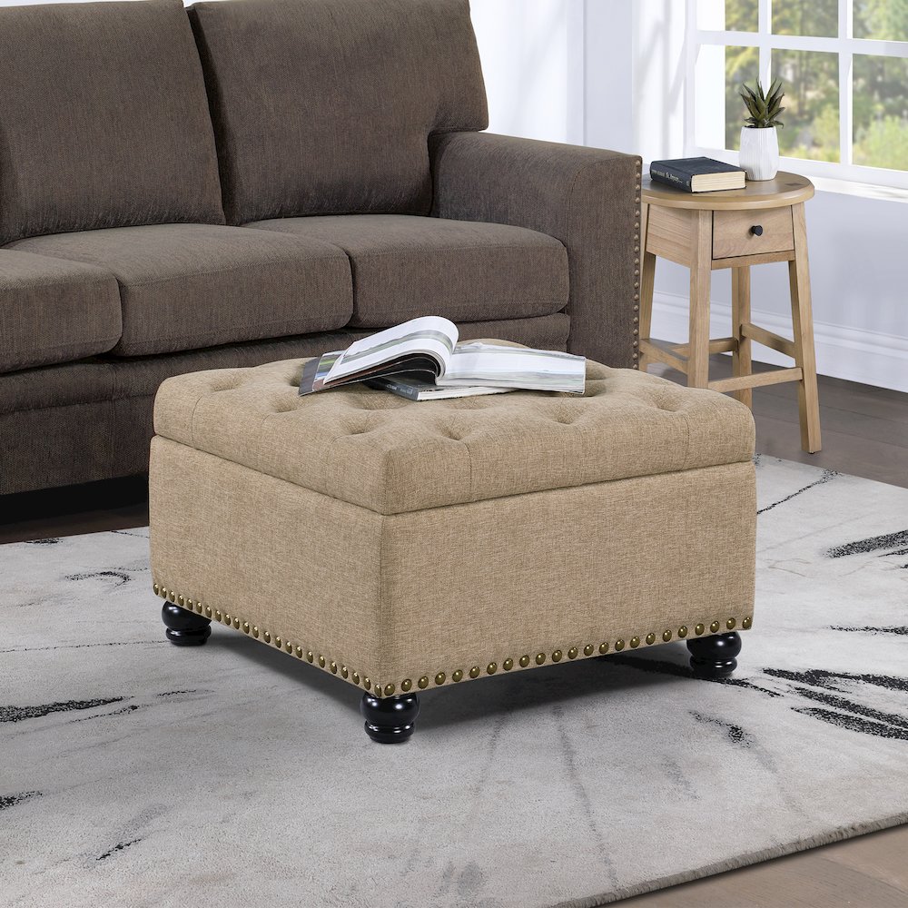 Designs4Comfort Herald Square Ottoman Coffee Table with Storage. Picture 2