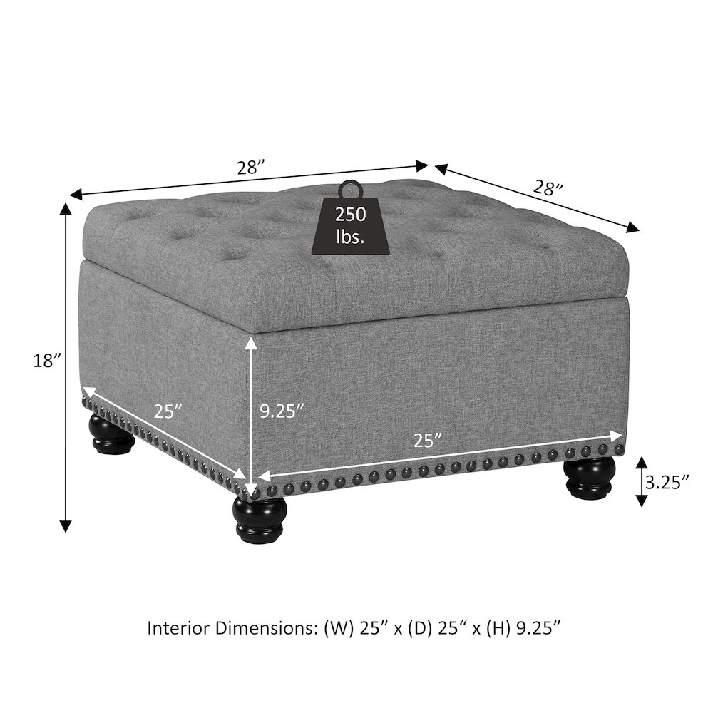 Designs4Comfort Herald Square Ottoman Coffee Table with Storage. Picture 6