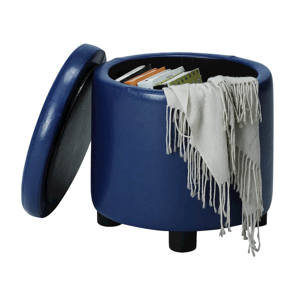Designs 4 Comfort Round Accent Storage Ottoman with Reversible Tray Lid. Picture 3