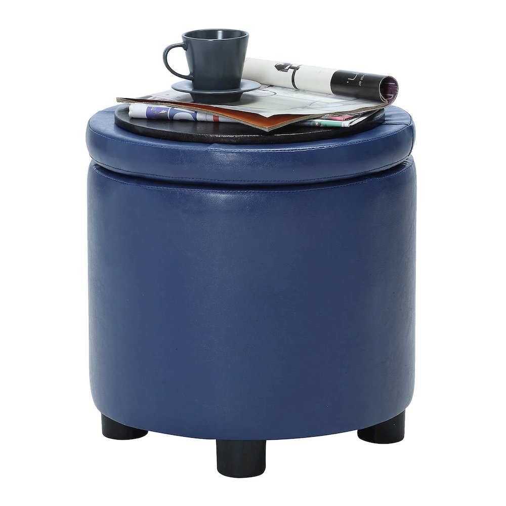 Designs 4 Comfort Round Accent Storage Ottoman with Reversible Tray Lid. Picture 5