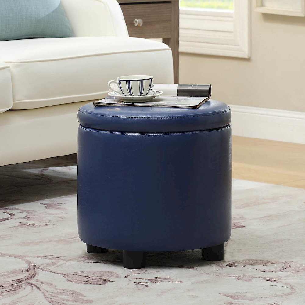 Designs 4 Comfort Round Accent Storage Ottoman with Reversible Tray Lid. Picture 2