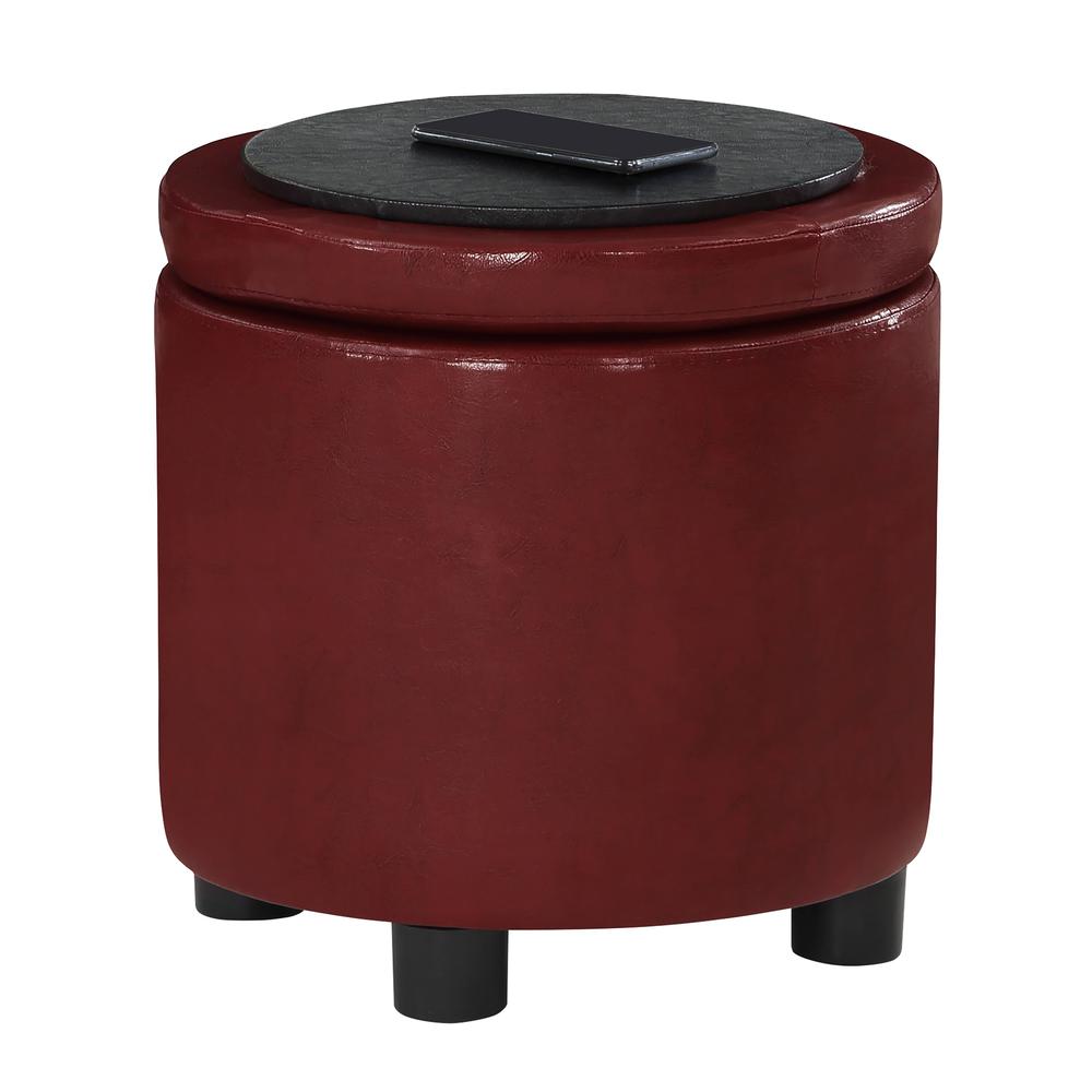 Designs 4 Comfort Round Accent Storage Ottoman with Reversible Tray Lid. Picture 3