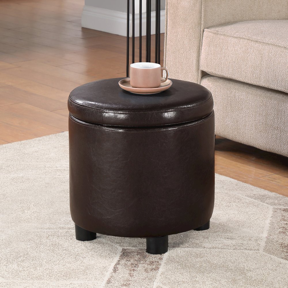 Designs 4 Comfort Round Accent Storage Ottoman with Reversible Tray Lid. Picture 2