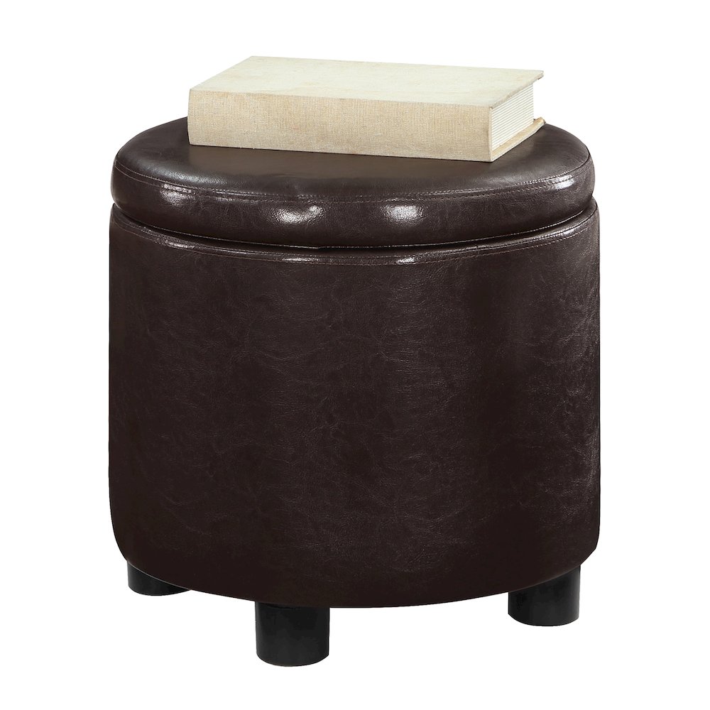 Designs 4 Comfort Round Accent Storage Ottoman with Reversible Tray Lid. Picture 3