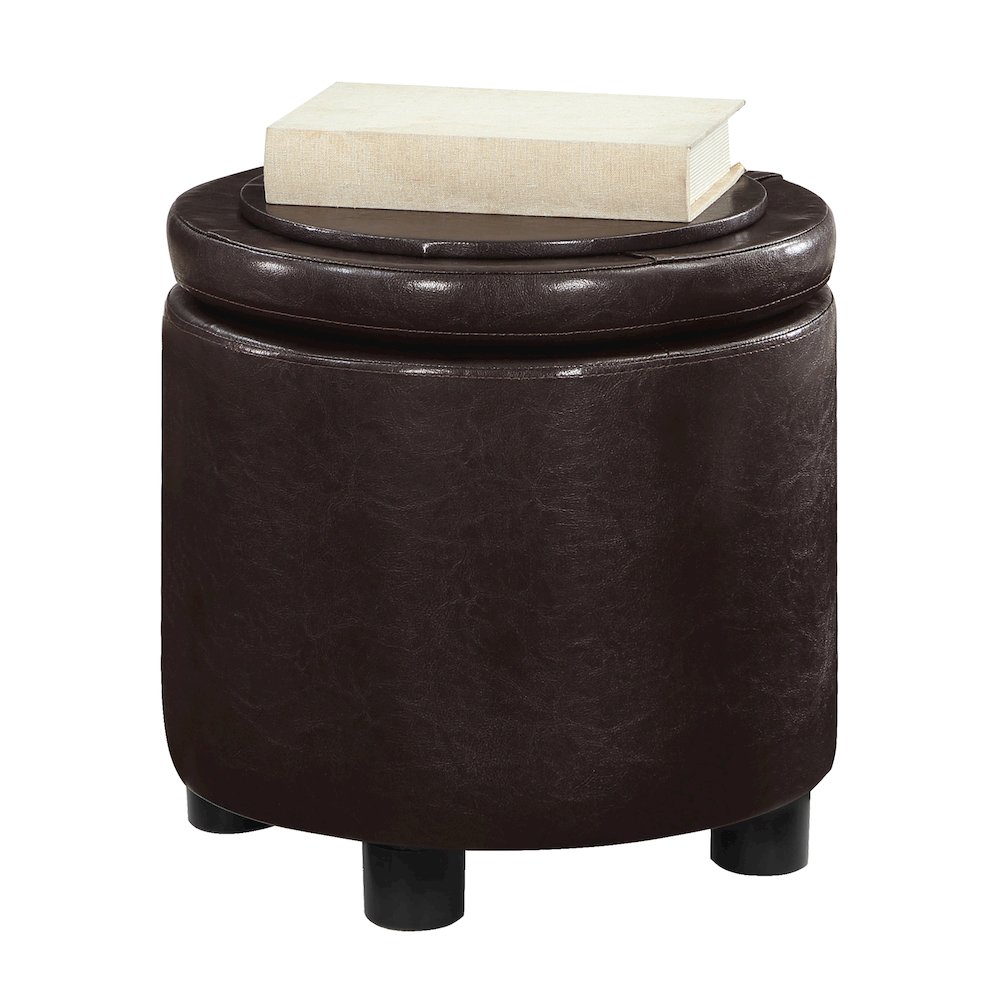 Designs 4 Comfort Round Accent Storage Ottoman with Reversible Tray Lid. Picture 4