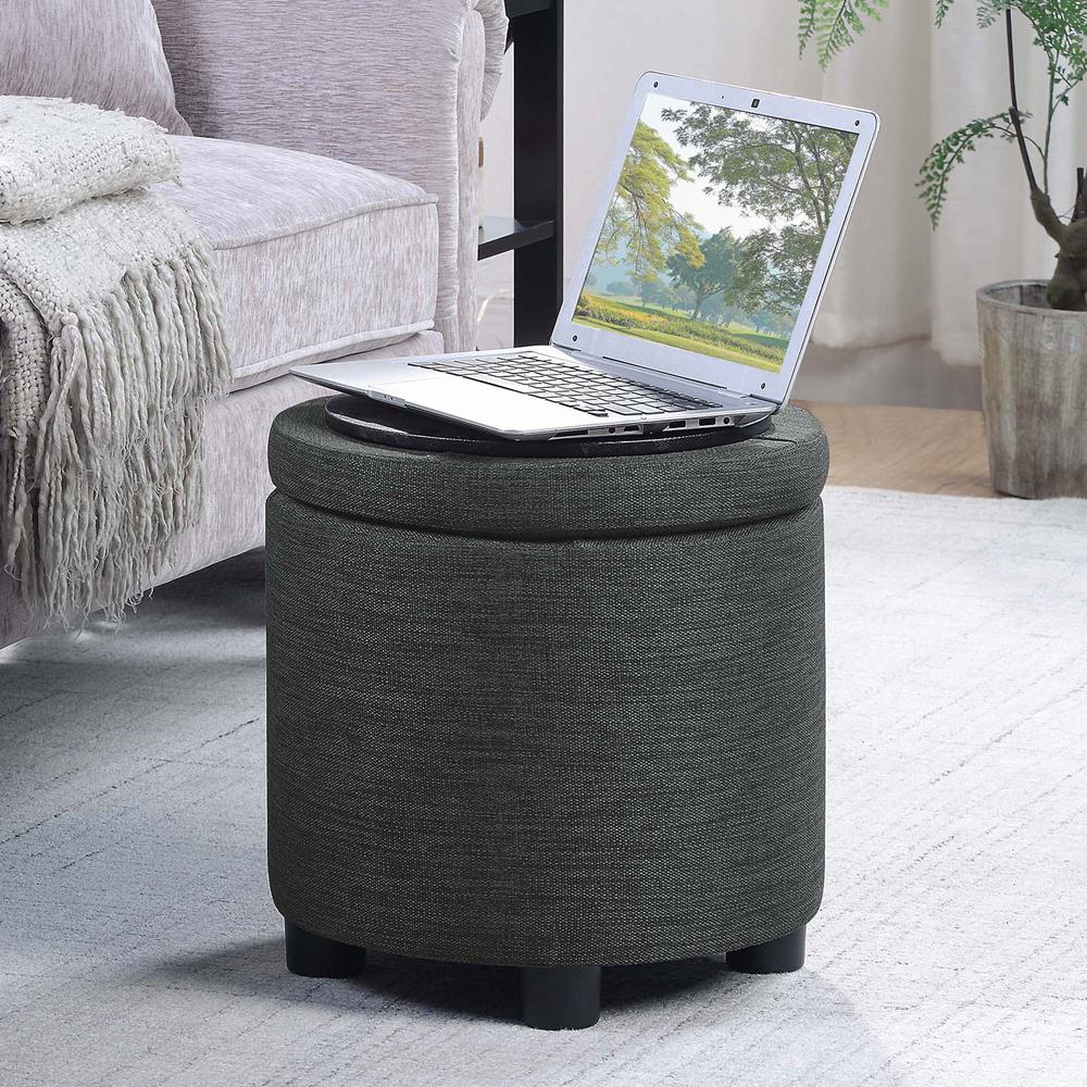 Designs 4 Comfort Round Accent Storage Ottoman with Reversible Tray Lid. Picture 2