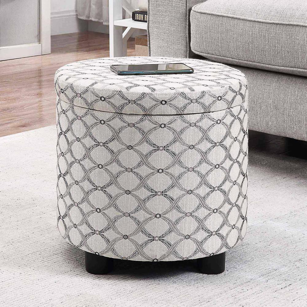 Designs 4 Comfort Round Accent Storage Ottoman with Reversible Tray Lid. Picture 2
