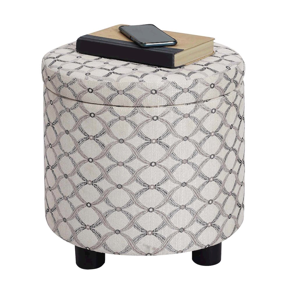 Designs 4 Comfort Round Accent Storage Ottoman with Reversible Tray Lid. Picture 3