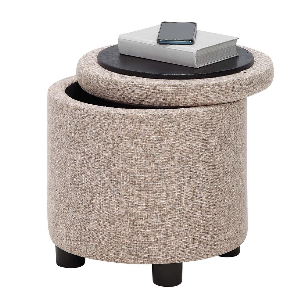 Designs 4 Comfort Round Accent Storage Ottoman with Reversible Tray Lid. Picture 3