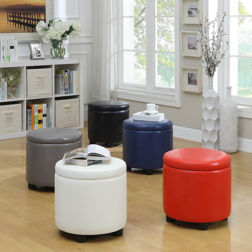 Designs 4 Comfort Round Accent Storage Ottoman with Reversible Tray Lid. Picture 6