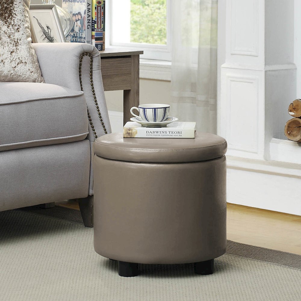 Designs 4 Comfort Round Accent Storage Ottoman with Reversible Tray Lid. Picture 2