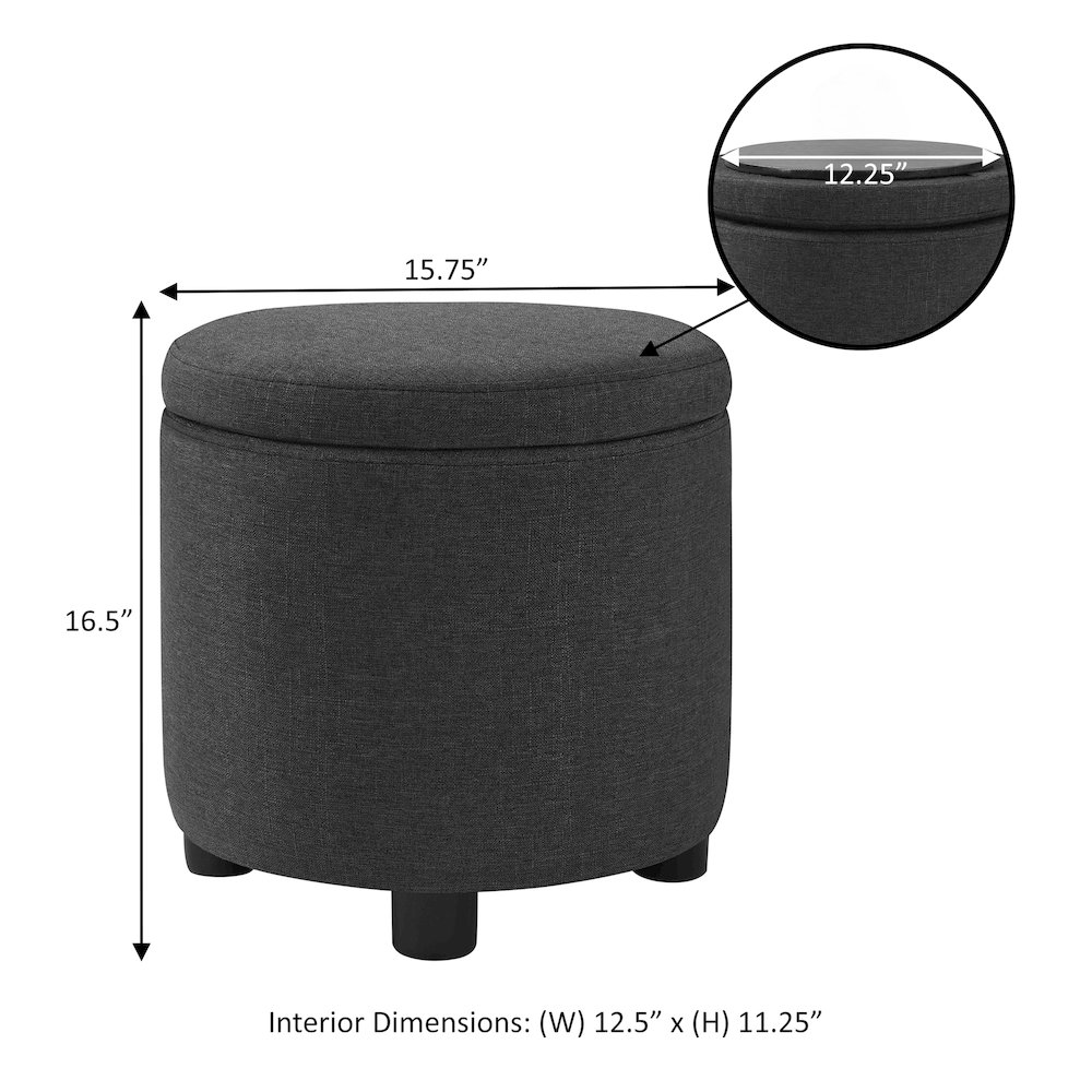 Designs 4 Comfort Round Accent Storage Ottoman with Reversible Tray Lid. Picture 8