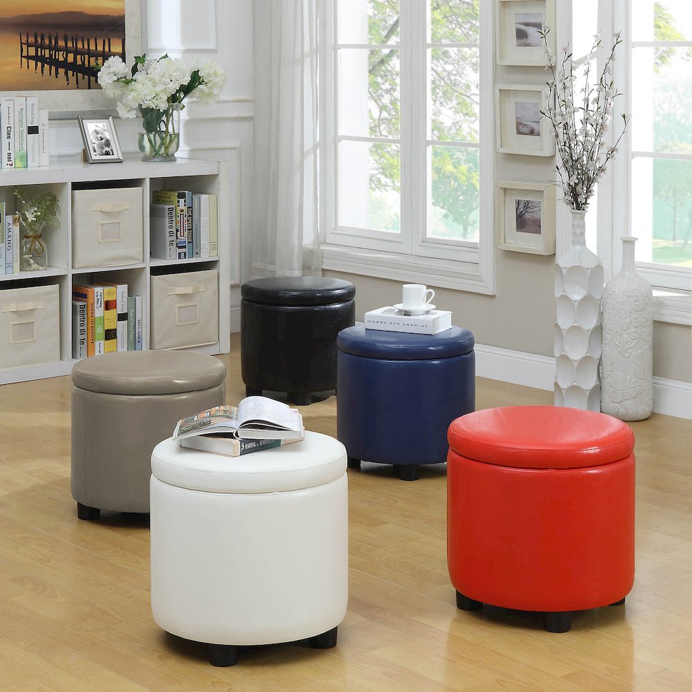 Designs 4 Comfort Round Accent Storage Ottoman with Reversible Tray Lid. Picture 6