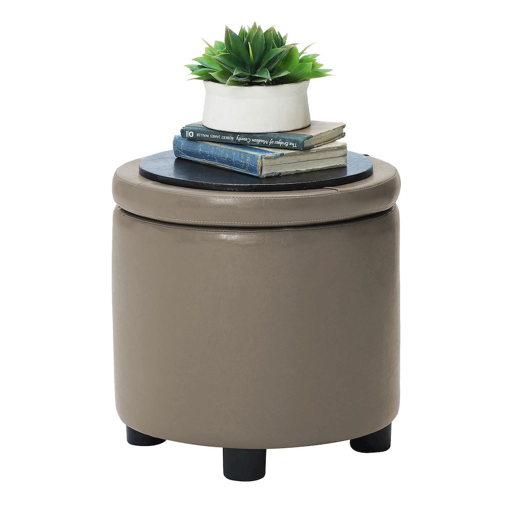 Designs 4 Comfort Round Accent Storage Ottoman with Reversible Tray Lid. Picture 4