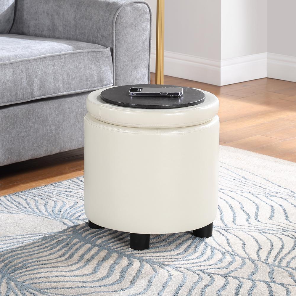 Designs 4 Comfort Round Accent Storage Ottoman with Reversible Tray Lid. Picture 2