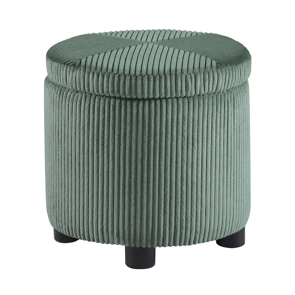 Designs4Comfort Round Corduroy Accent Storage Ottoman with Reversible Tray. Picture 1