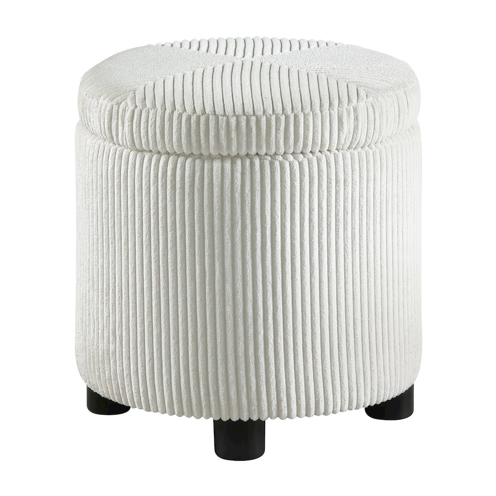 Designs4Comfort Round Corduroy Accent Storage Ottoman with Reversible Tray. Picture 1