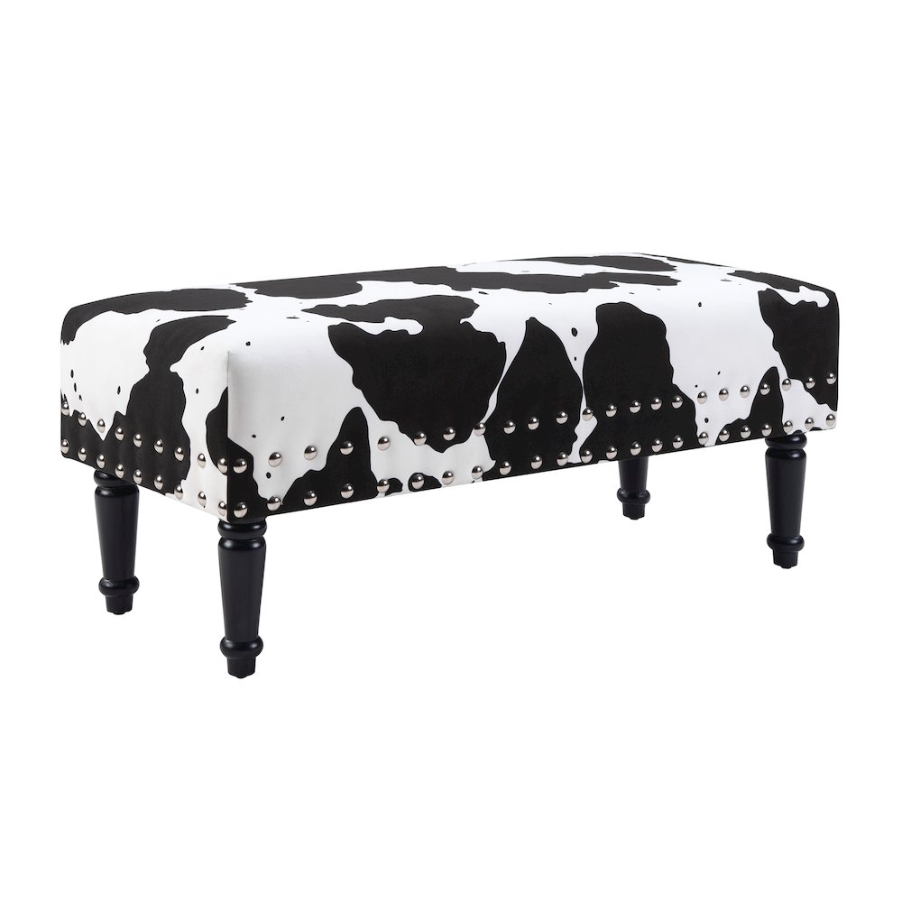 Designs4Comfort Cow Print Bench with Nailheads. Picture 1