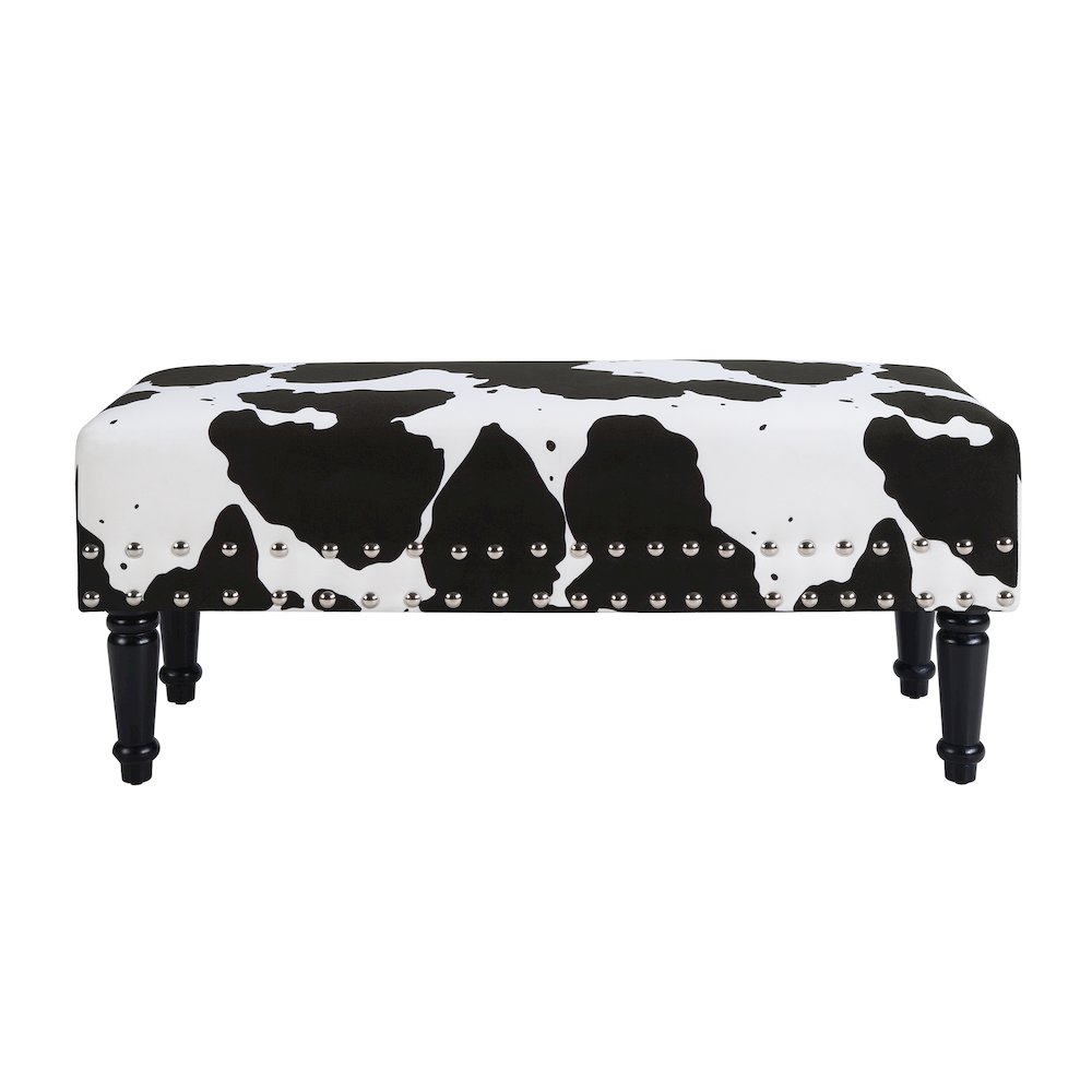 Designs4Comfort Cow Print Bench with Nailheads. Picture 5