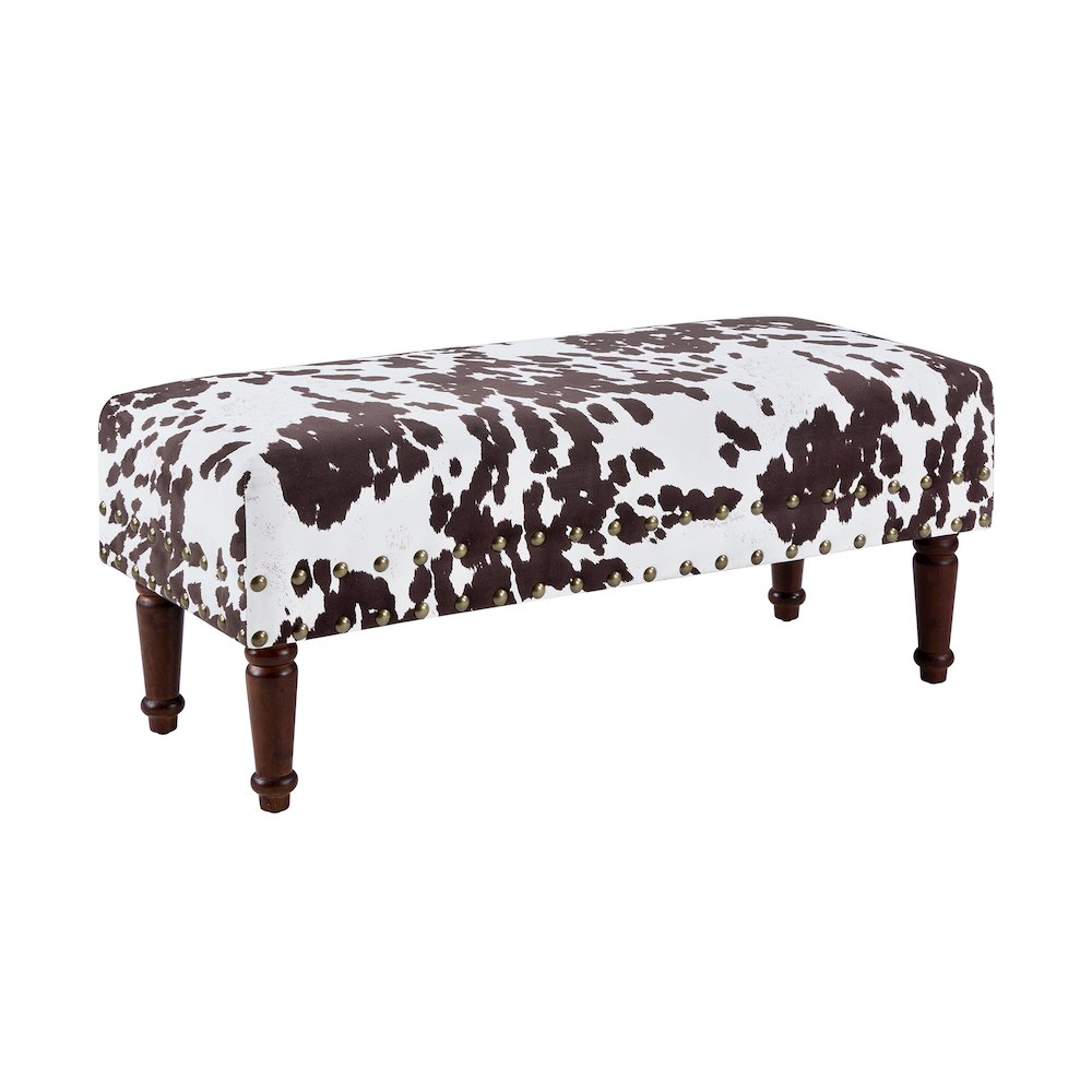 Designs4Comfort Cow Print Bench with Nailheads. Picture 1