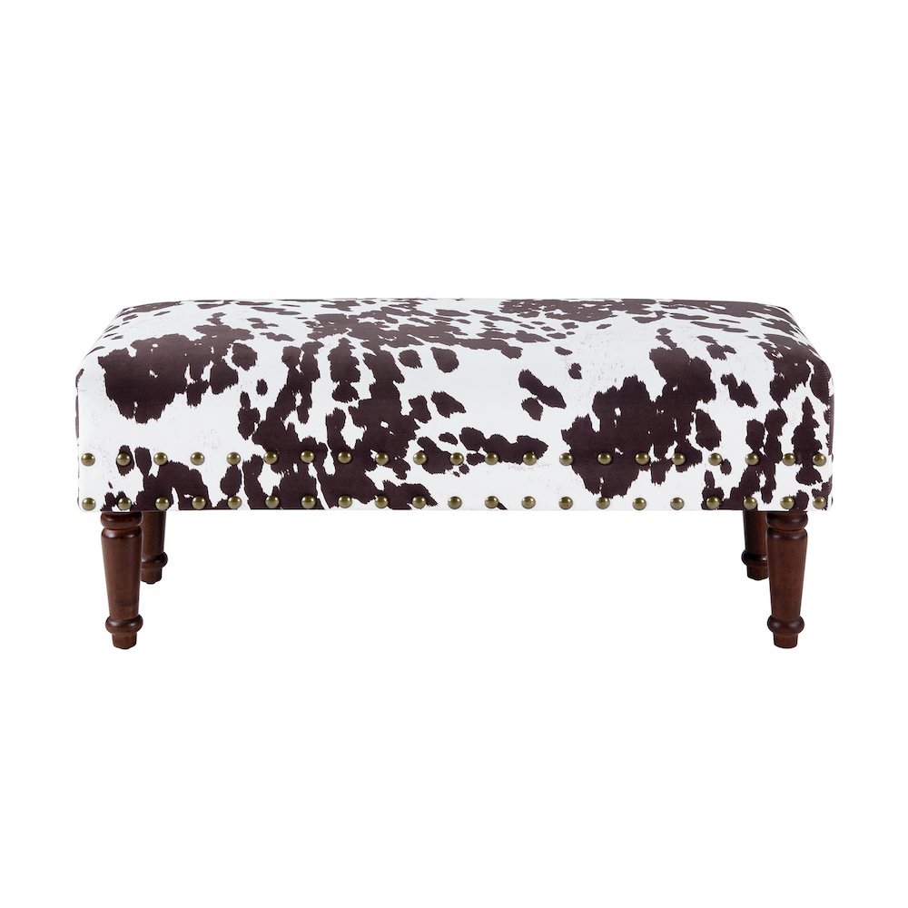 Designs4Comfort Cow Print Bench with Nailheads. Picture 5