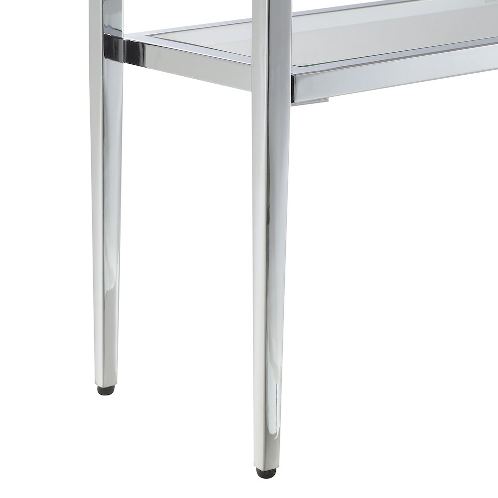 Nadia Glass Chrome Entryway Hall Table with Shelf. Picture 5