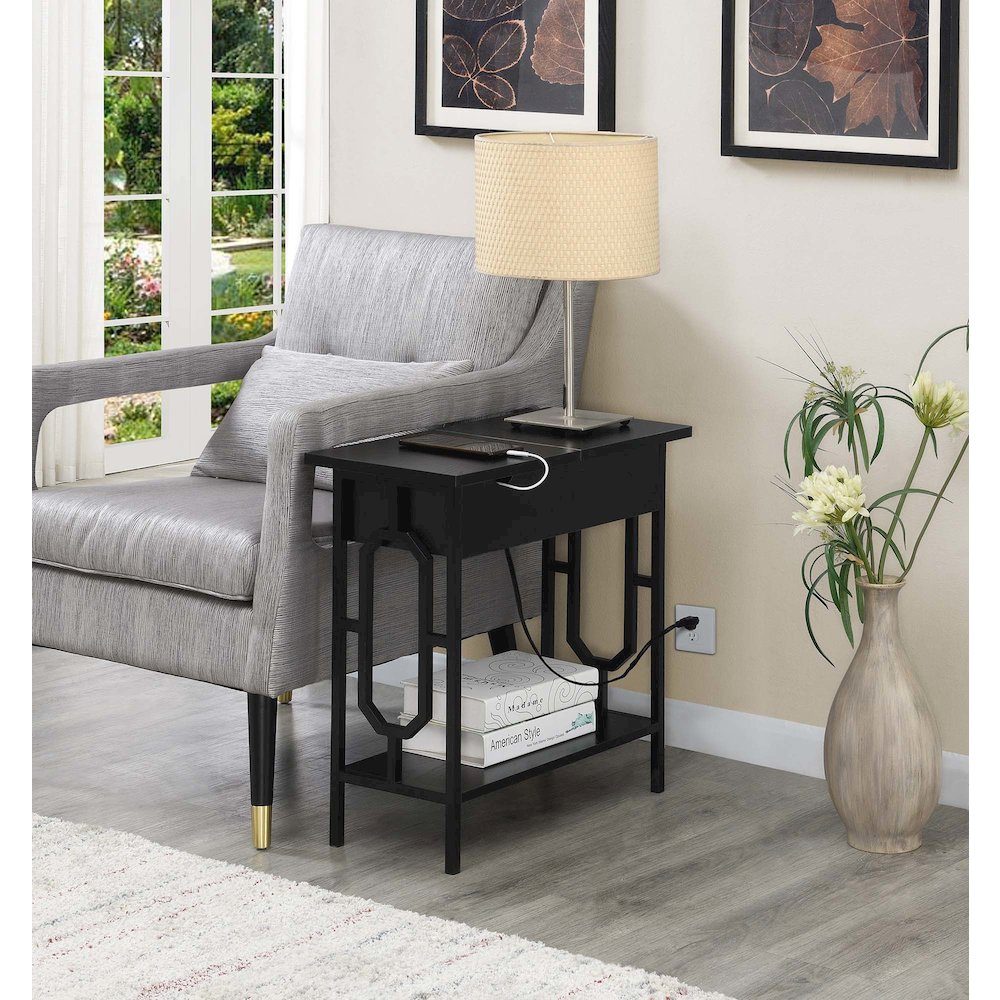 Omega Flip Top End Table with Charging Station*. Picture 2