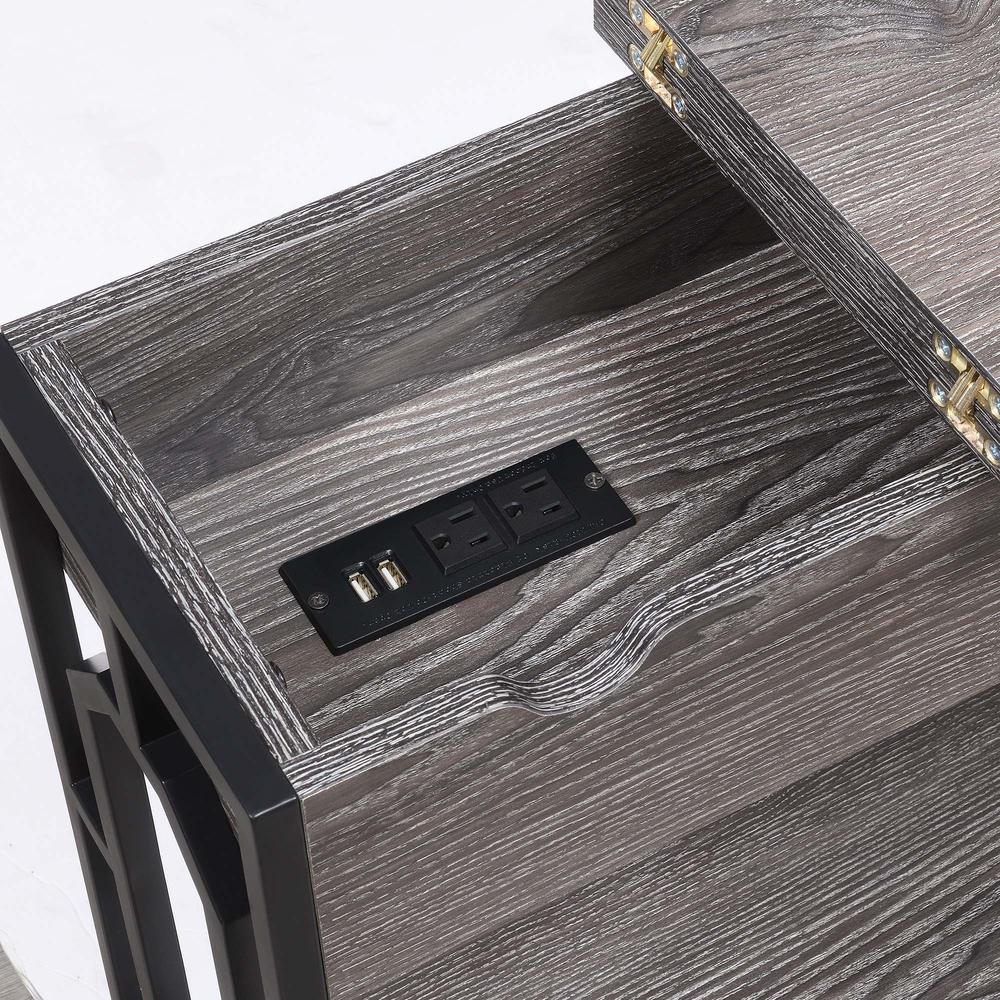 Omega Flip Top End Table with Charging Station. Picture 5