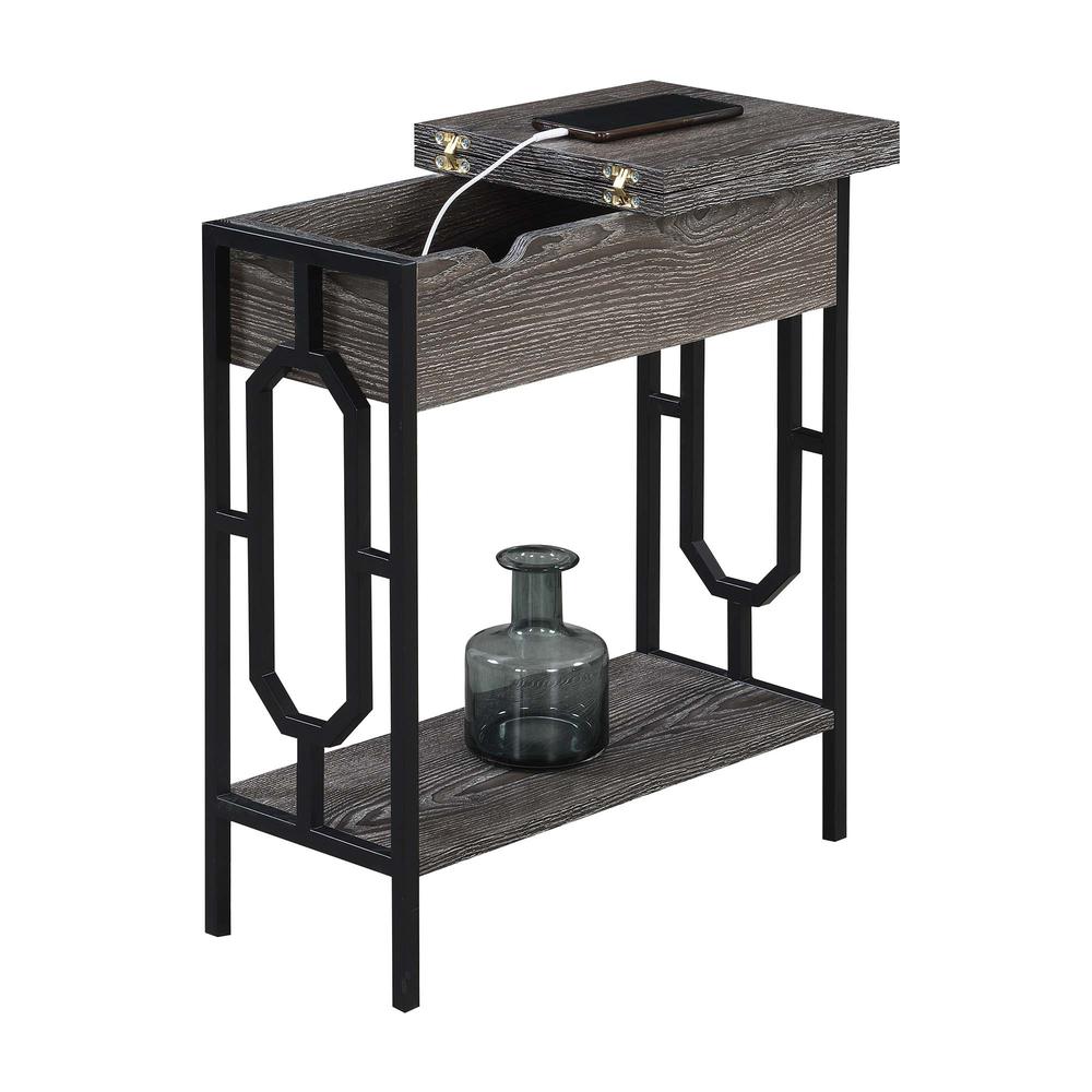Omega Flip Top End Table with Charging Station. Picture 2
