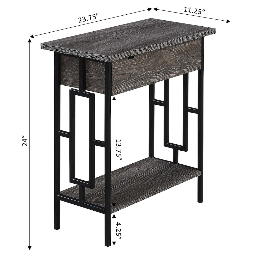 Town Square Flip Top End Table with Charging Station and Shelf. Picture 8