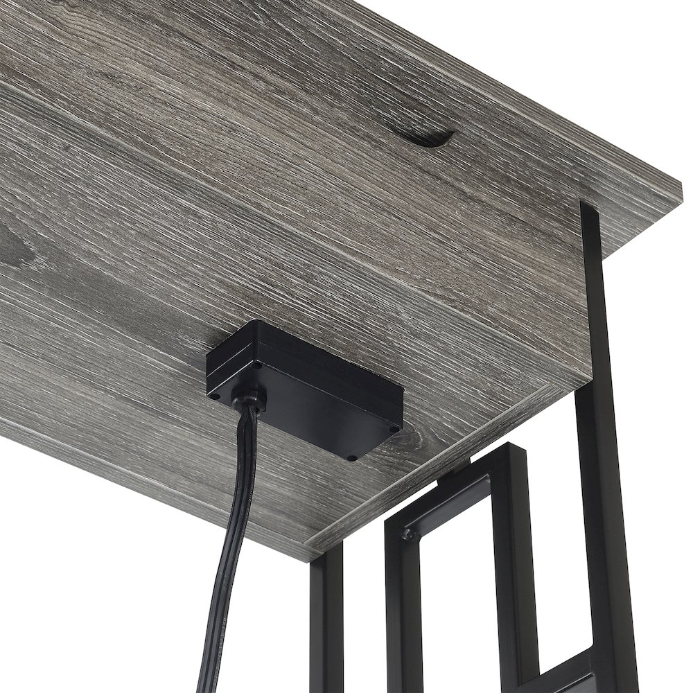 Town Square Flip Top End Table with Charging Station and Shelf. Picture 7