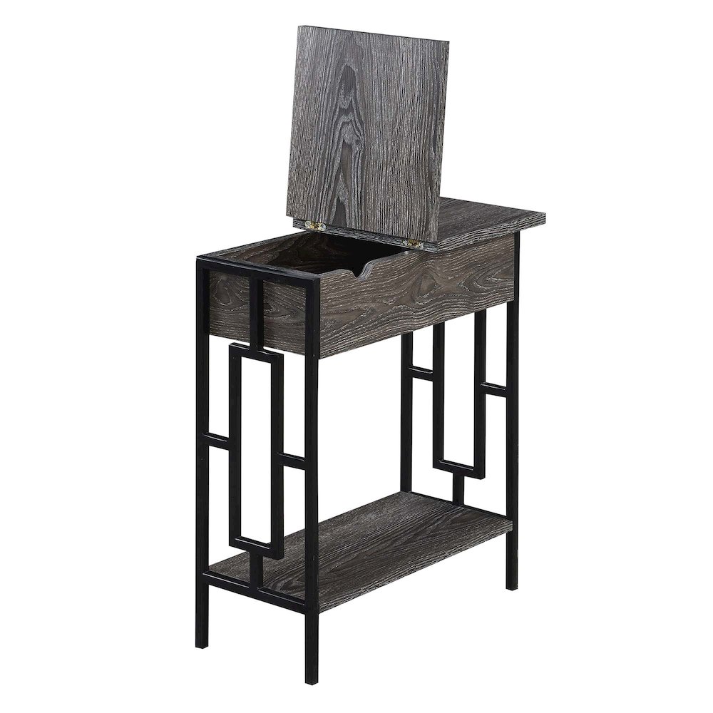 Town Square Flip Top End Table with Charging Station and Shelf. Picture 4