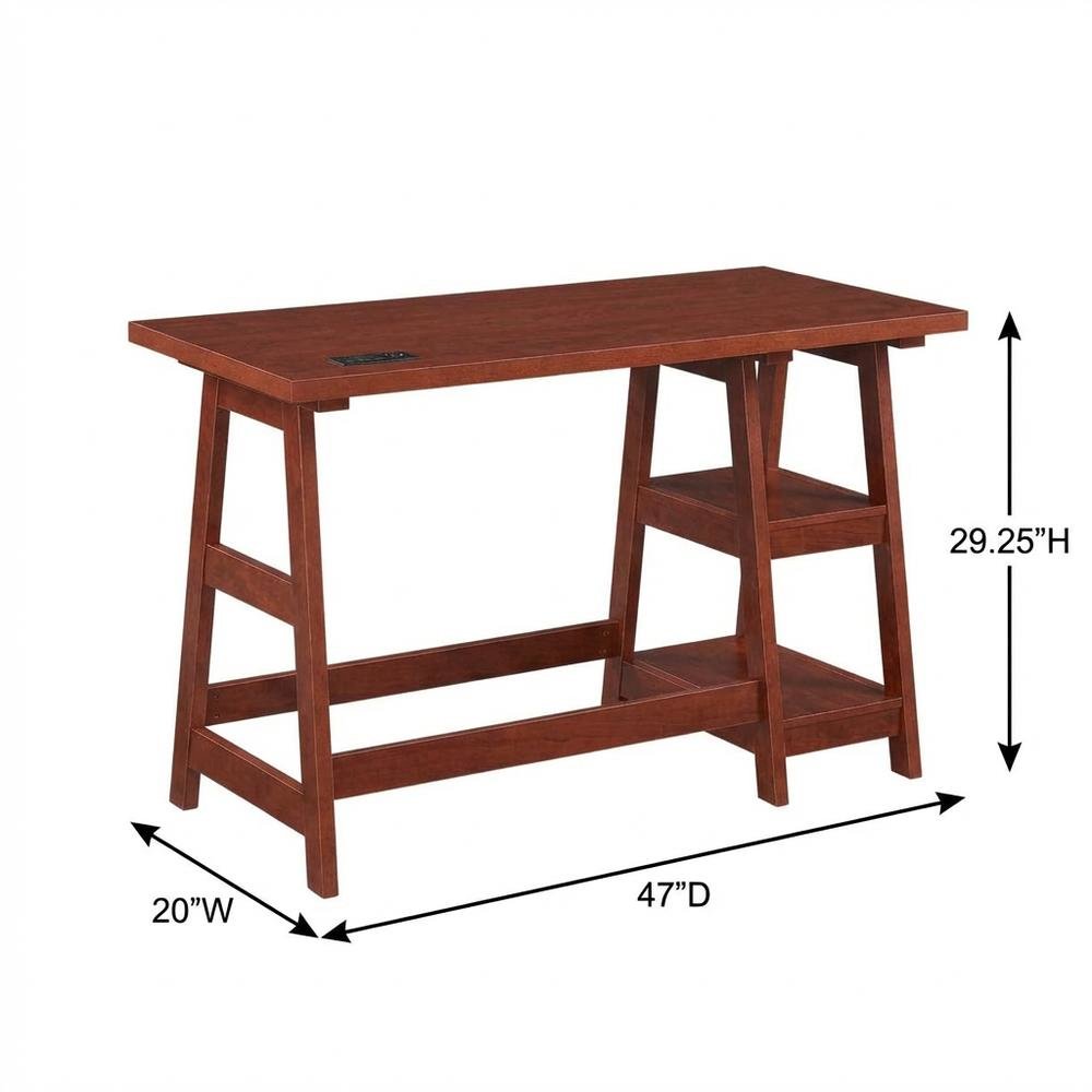 Cherry Trestle Desk, Integrated Charging Station, Melamine Finish. Picture 7