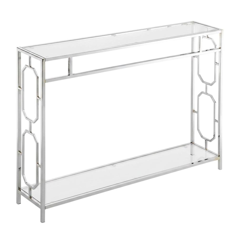 Modern Chrome Console Table with Sleek Finish and Elegant Design. Picture 4