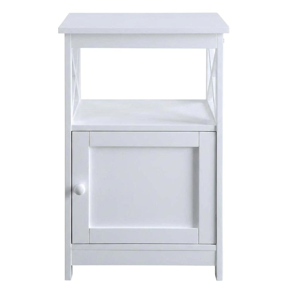 Black wooden end table with storage cabinet for living room or bedroom. Picture 4