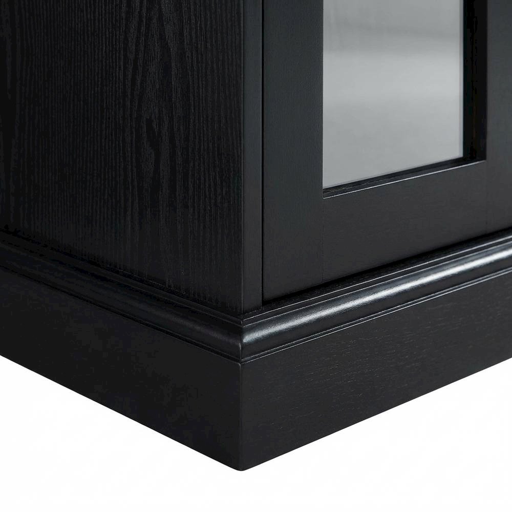 Black Highboy TV Stand with Storage Cabinets and Shelves for 55-Inch TVs. Picture 6