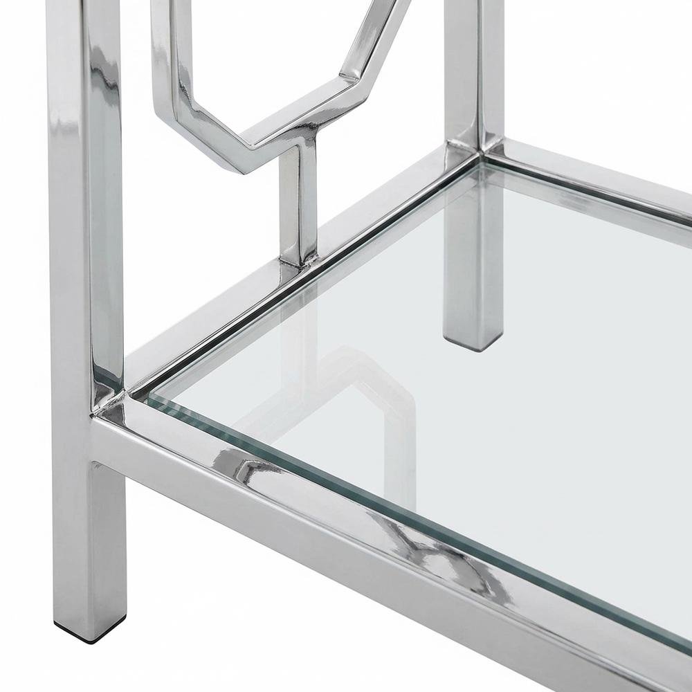 Modern Chrome Console Table with Sleek Finish and Elegant Design. Picture 5