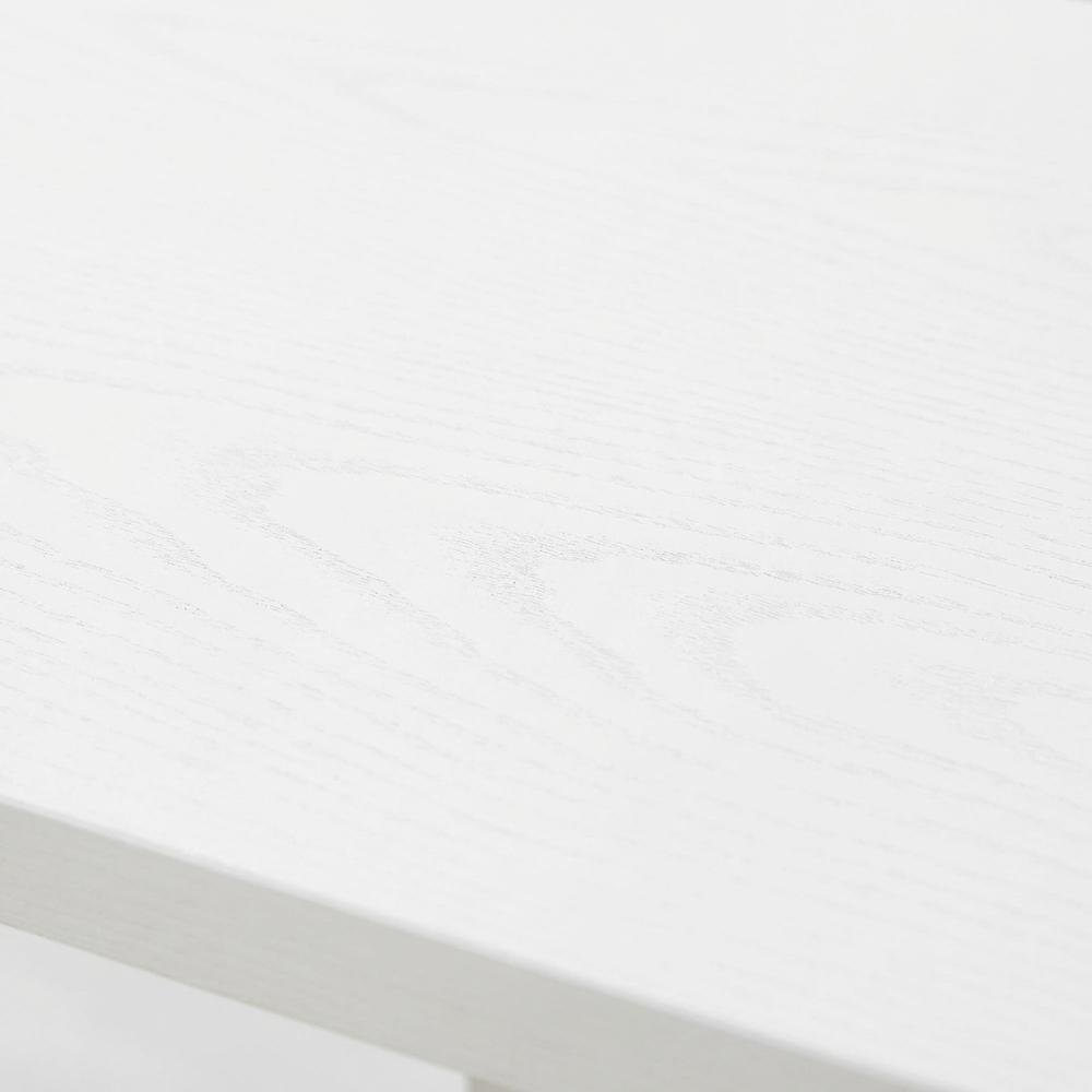 White Trestle Desk With Built-In Charging Station And Melamine Surface. Picture 5