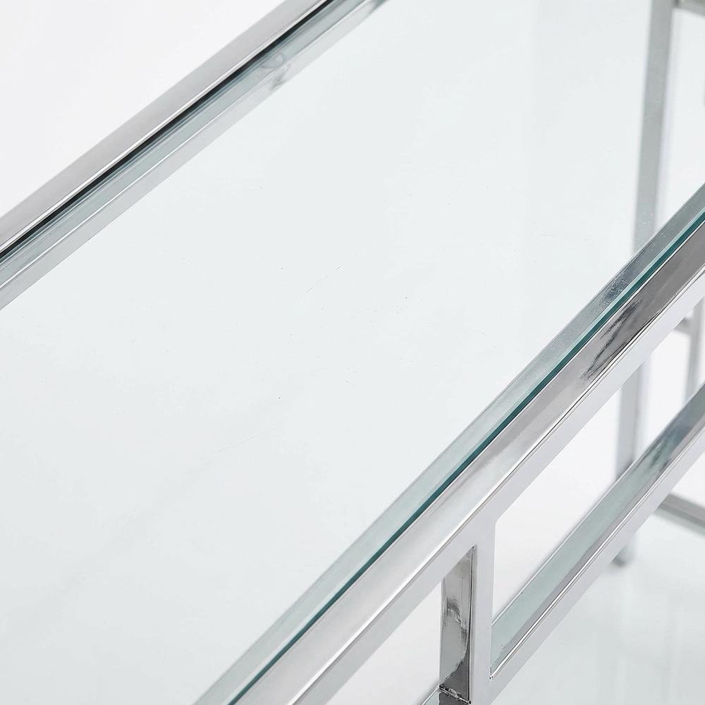 Modern Chrome Console Table with Sleek Finish and Elegant Design. Picture 6