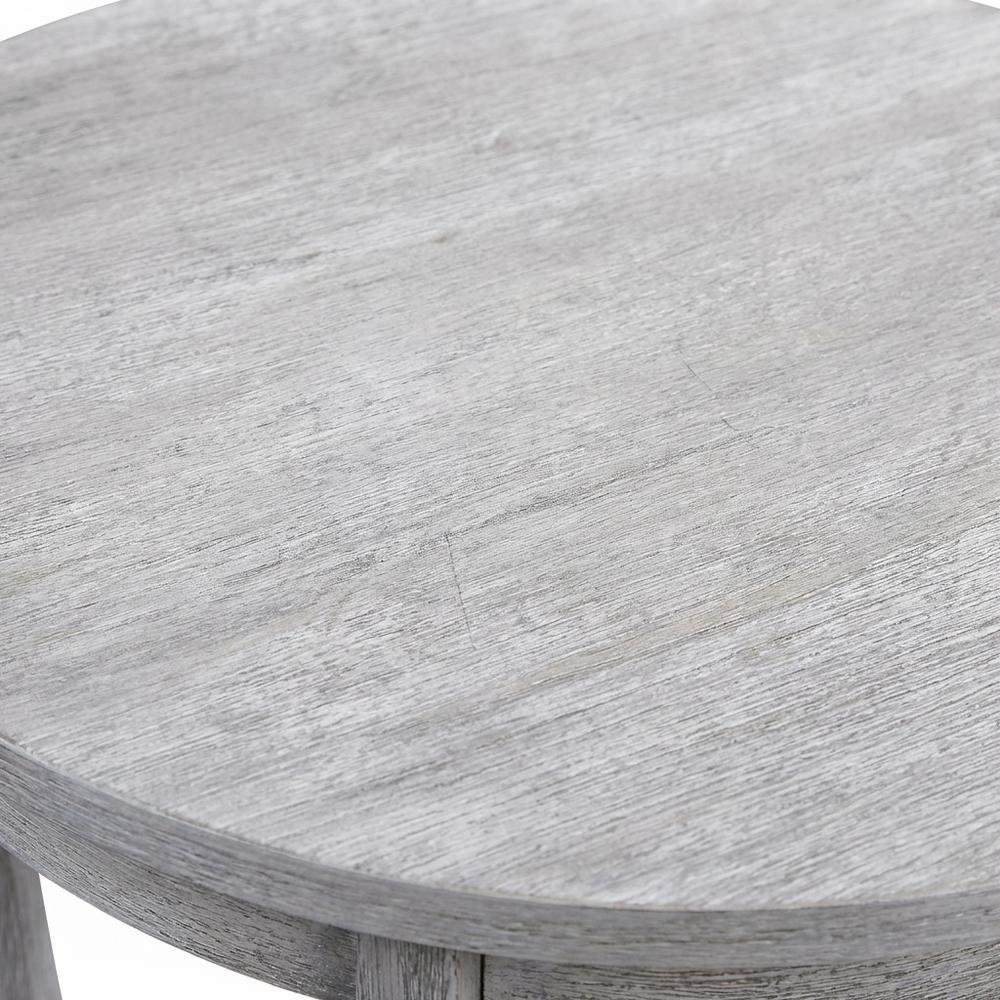 Round End Table with Distressed Finish and Sturdy Construction. Picture 5