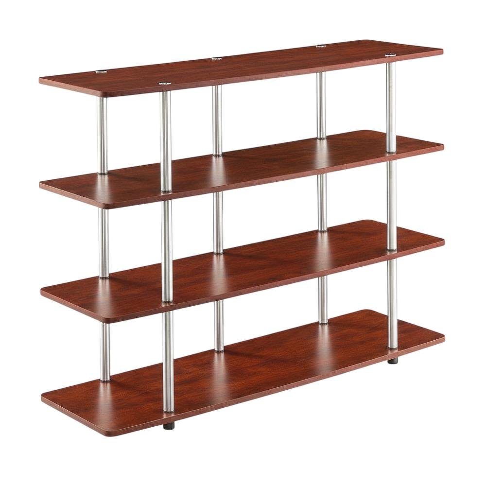 Cherry TV stand with no tools, 4-tier design, for TVs up to 55 inches. Picture 1