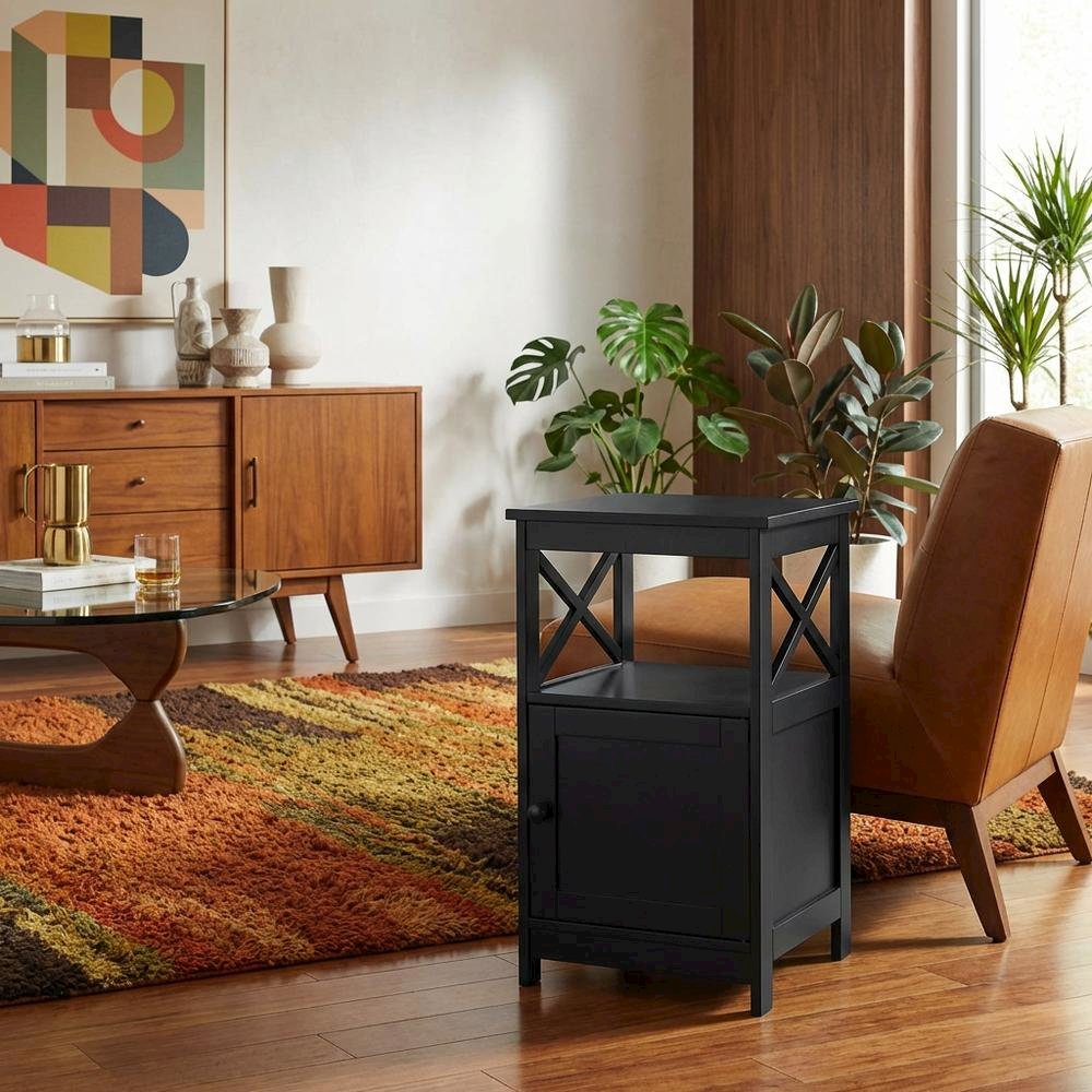 Wooden End Table with Cabinet for Living Room or Bedroom Use. Picture 2