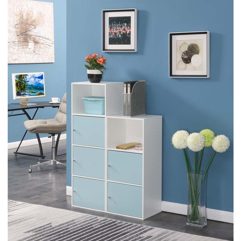 Xtra Storage 3 Door Cabinet with Shelf, White/Seafoam. Picture 3