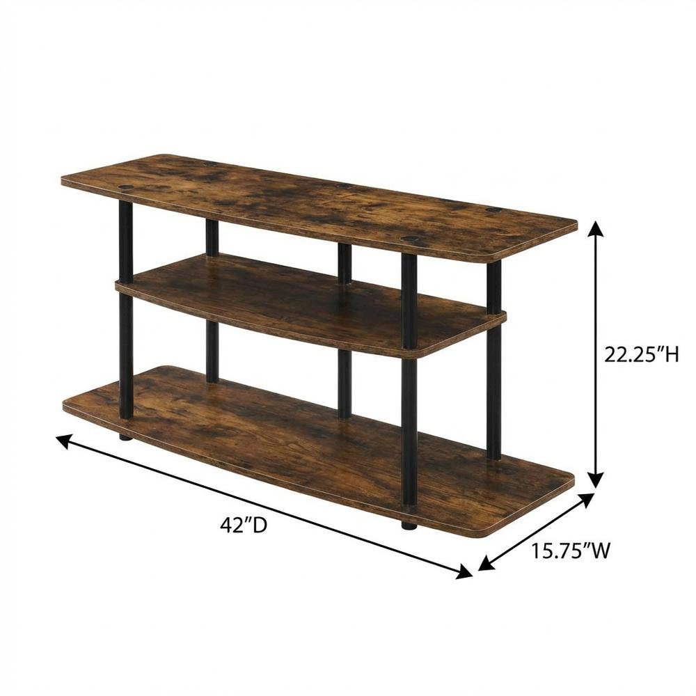 Brown 3-Tier TV Stand for Up to 46-Inch Screens with Storage Shelves. Picture 7
