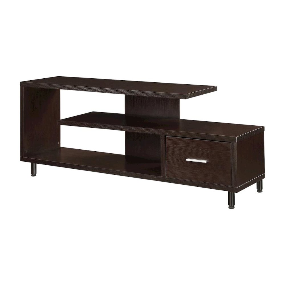 Contemporary Brown TV Stand with 1 Drawer and Shelves for Up to 65-Inch TVs. Picture 1