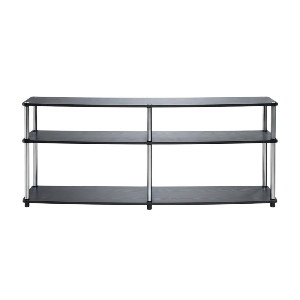 Black 3-Tier TV Stand with Particle Board and Metal Support. Picture 4
